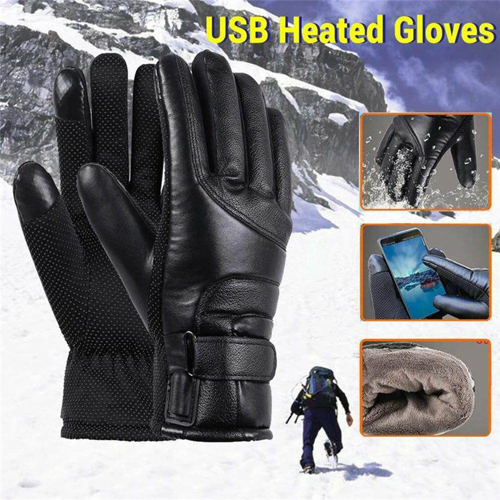 Shunmaii Leather Electric Heated Gloves Waterproof