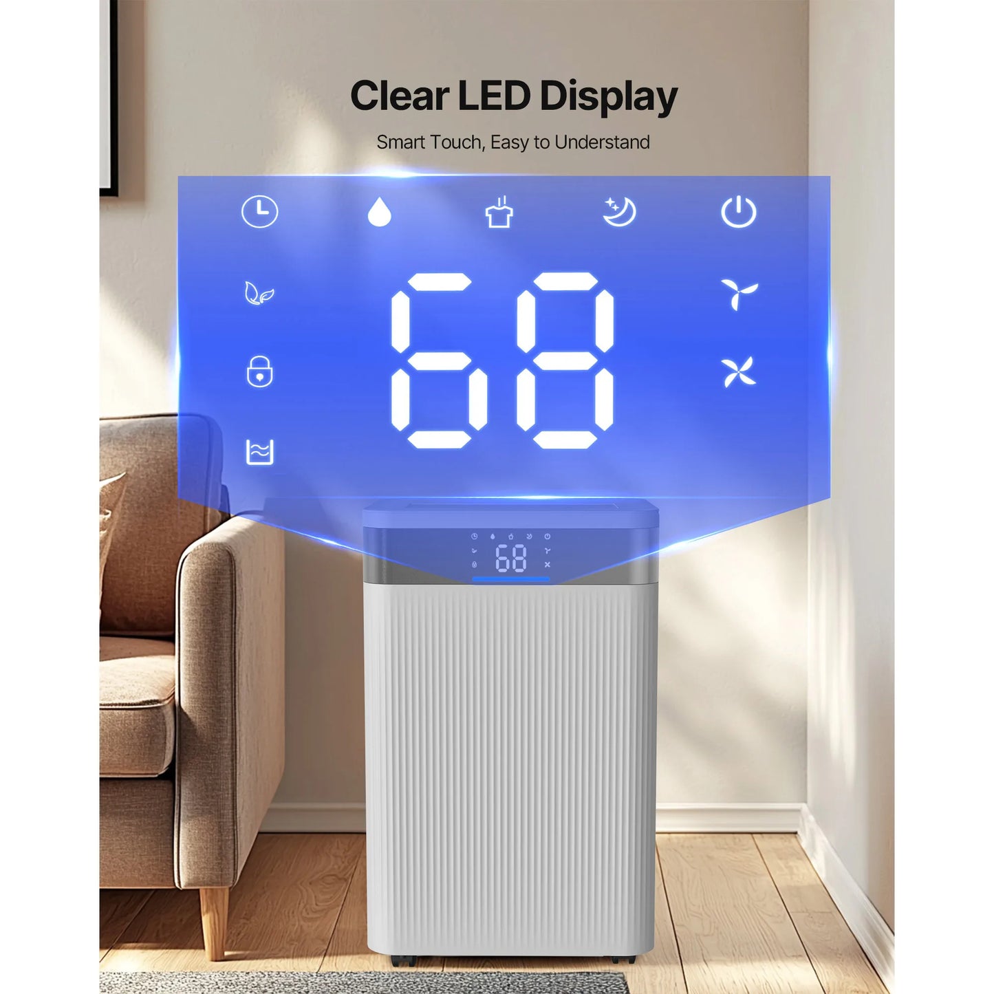 SucceBuy 52 Pint Dehumidifier For Home Basement Smart Humidity Control
