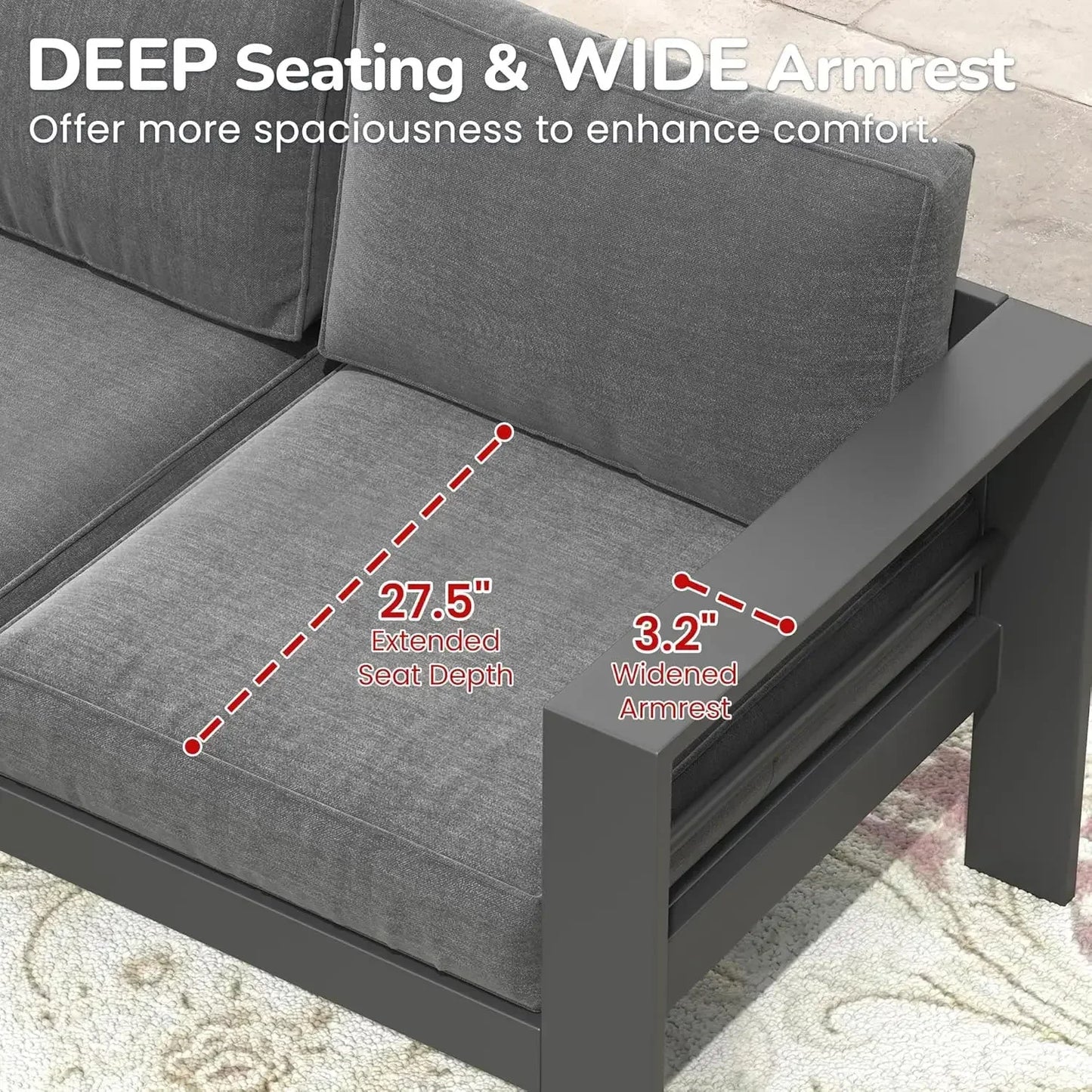 Outdoor Loveseat Aluminum Patio Furniture Sofa All Weather Metal Couch