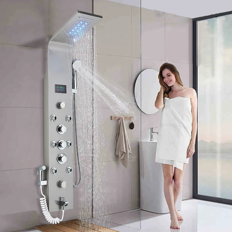 MYQualife LED Rainfall Waterfall Shower Panel System
