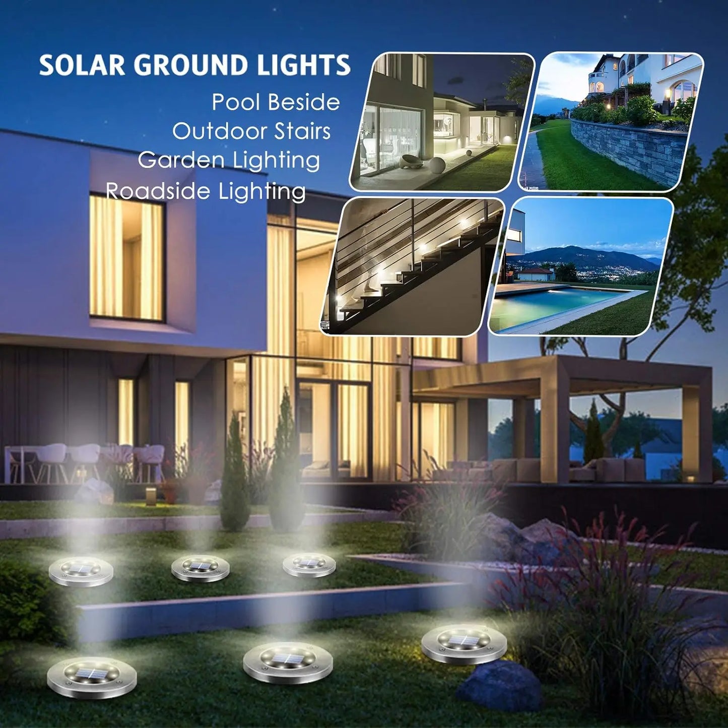 KPSTEK Solar Lights Outdoor 8 LED Landscape Pathway Garden