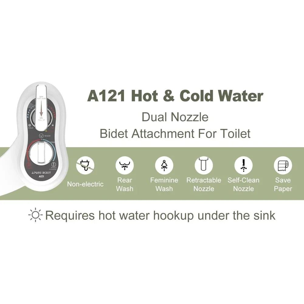 XMSJ Hot Cold Bidet Attachment Self Cleaning Dual Nozzle