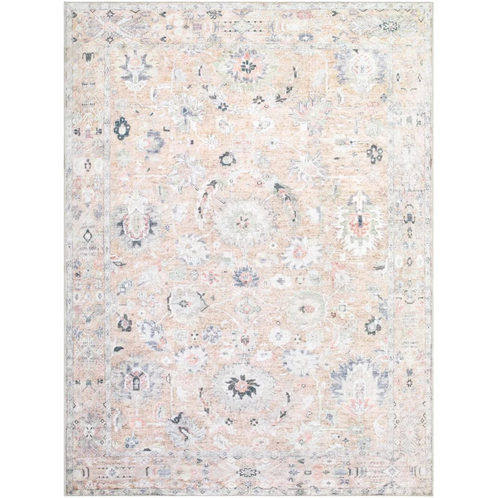 Fujian Ultra Soft Vintage Floral Area Rug Washable Low Pile