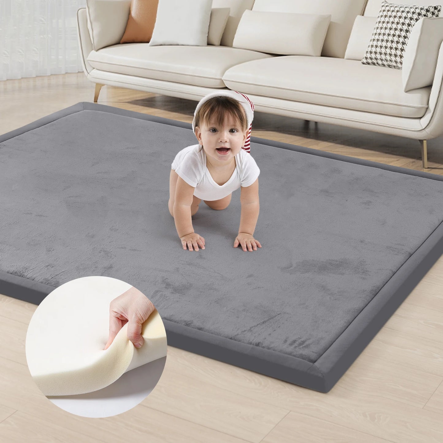 Huloo Sleep Coral Velvet Solid Rug For Living Room Mat