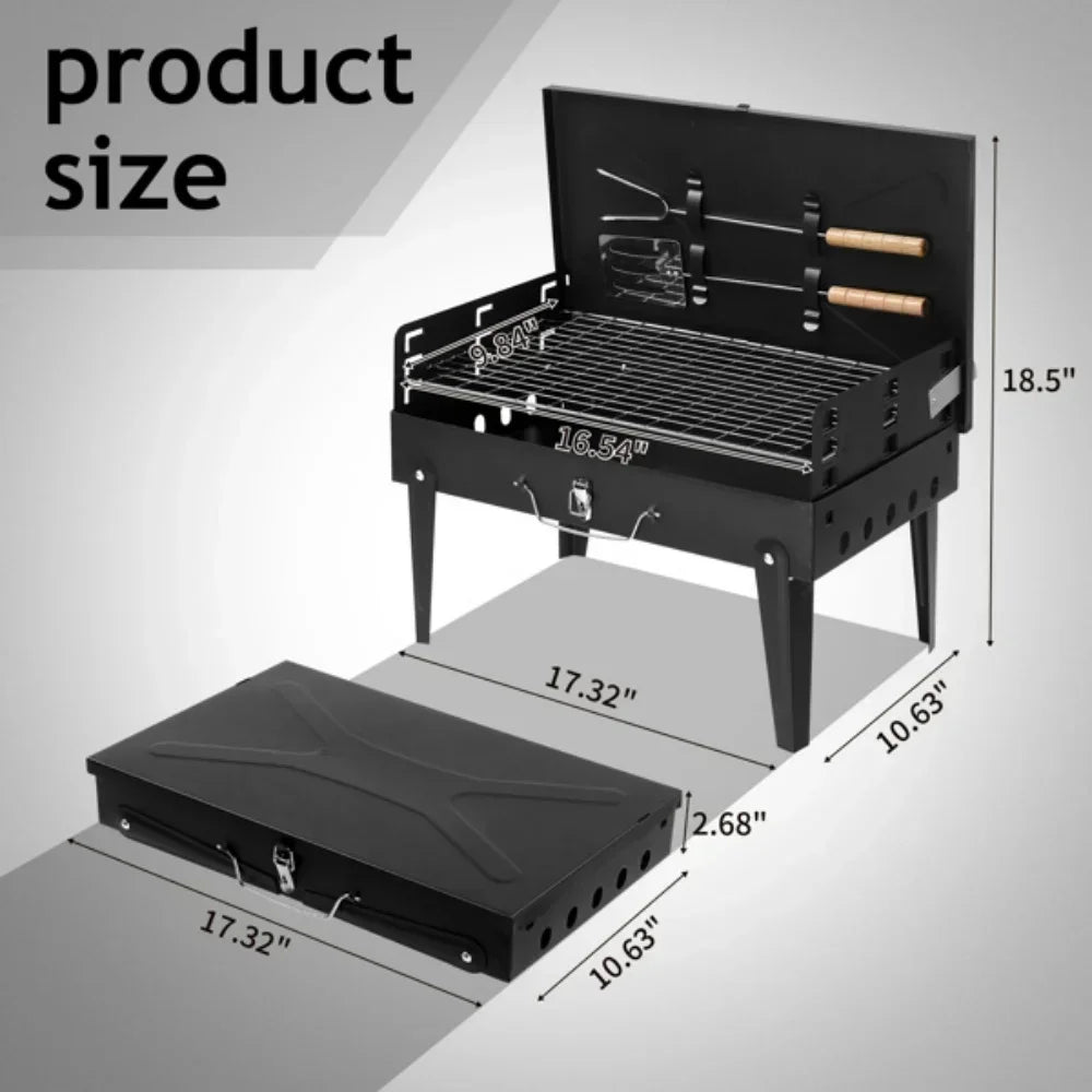 Portable Charcoal Grill Foldable BBQ Kit for Outdoor Camping Tabletop