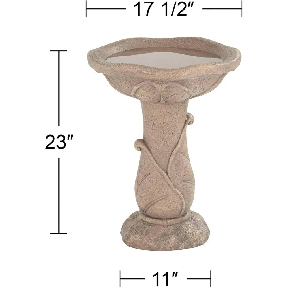 Lamps Plus Water Lily Solar Lighted Cement Floor Fountain Birdbath