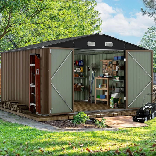 Metal Storage Shed Outdoor Lockable Door For Backyard Garden