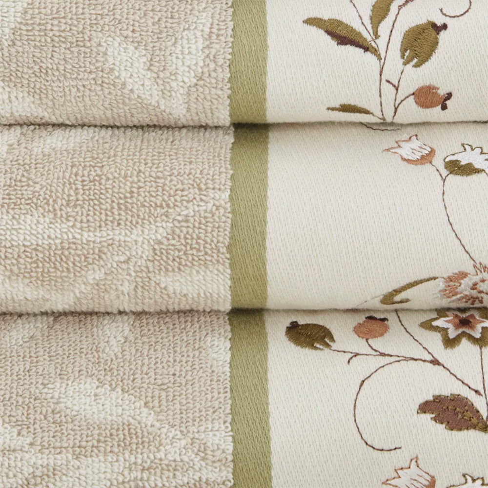 CN Hong Kong Embroidered Cotton Jacquard Towel Set 6 Piece