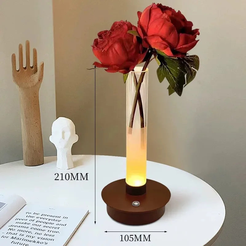 Hign-concerned Minimalist Glass Vase Lamp With Led Light