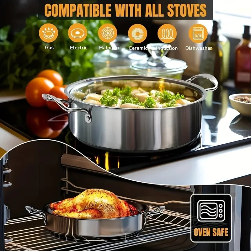 Stainless Steel Cookware Set Non Toxic With Stay Cool Handles Dishwasher Safe