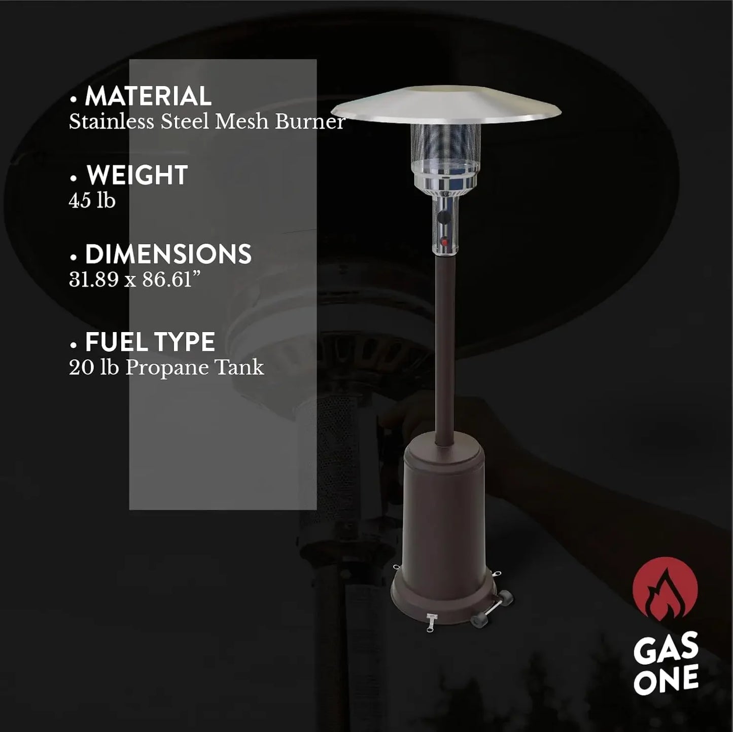 XMSJ 50,000 BTU Outdoor Patio Heater Propane With Wheels