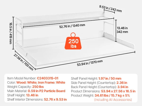 SucceBuy Washer Dryer Countertop Shelf With Drawer For Laundry