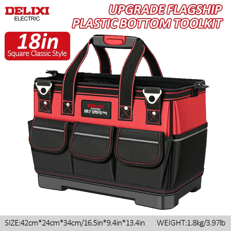 Delixi Electric Tool Bag Wide Mouth Storage Case ABS Base