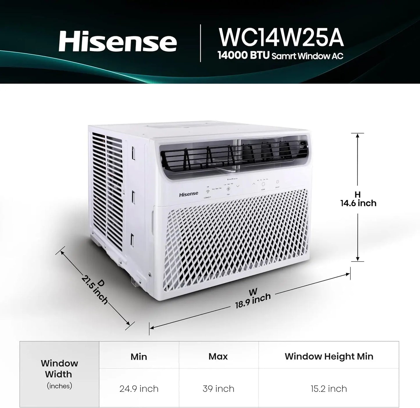 XMSJ 14000 BTU Smart Window Air Conditioner With 3 Modes