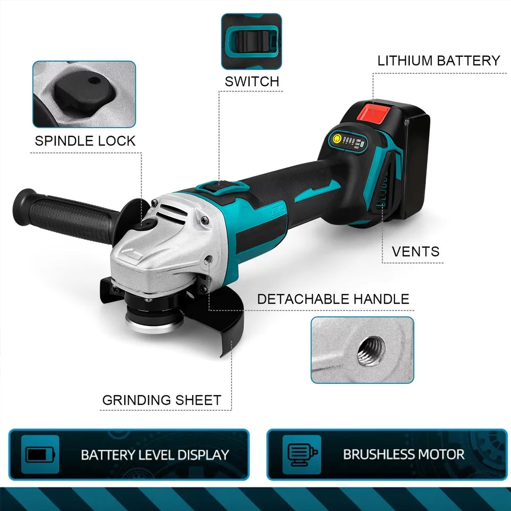 125mm Brushless Cordless Angle Grinder 18V Power Tool