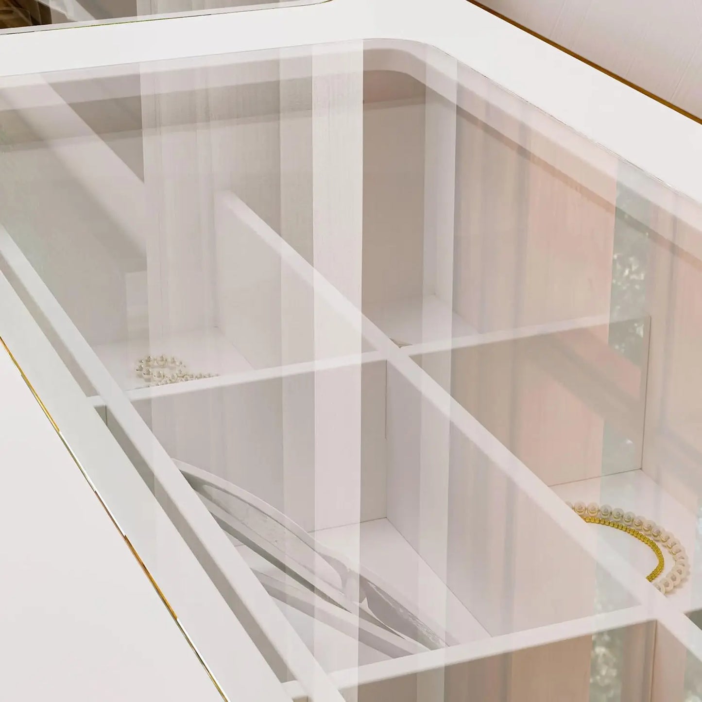 XMSJ Glass Top 8 Drawer Dresser for Bedroom Living Room