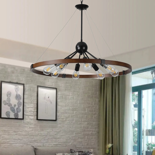 ARLGSITE Industrial Farmhouse 8 Light Pendant Chandelier
