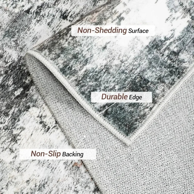 Evich Modern Abstract Area Rug Washable Non Slip Distressed