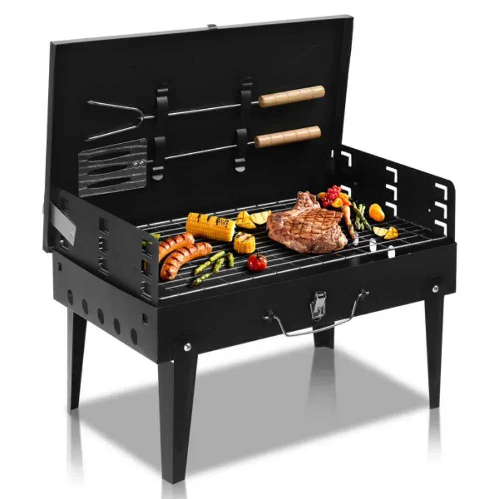 Portable Charcoal Grill Foldable BBQ Kit for Outdoor Camping Tabletop
