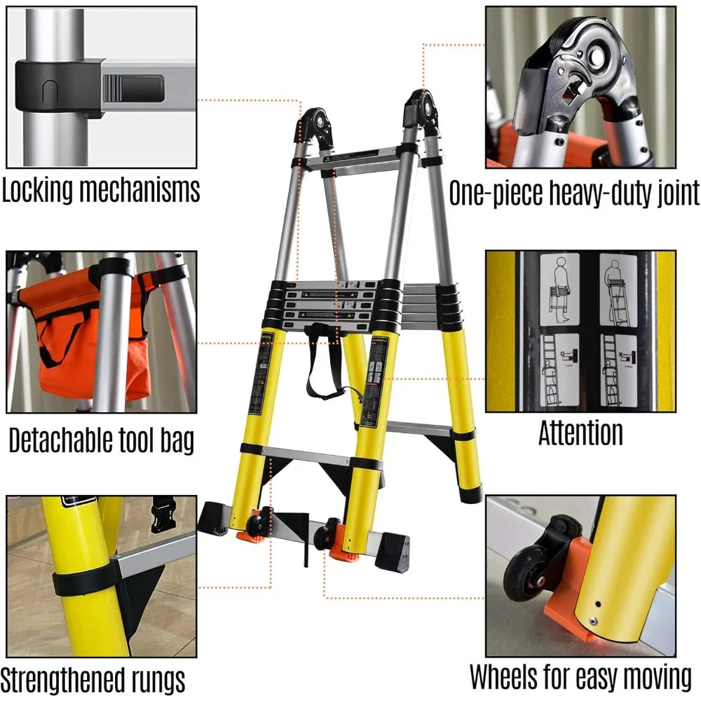 Hign Concerned A Frame Telescoping Ladder EN131 330lbs