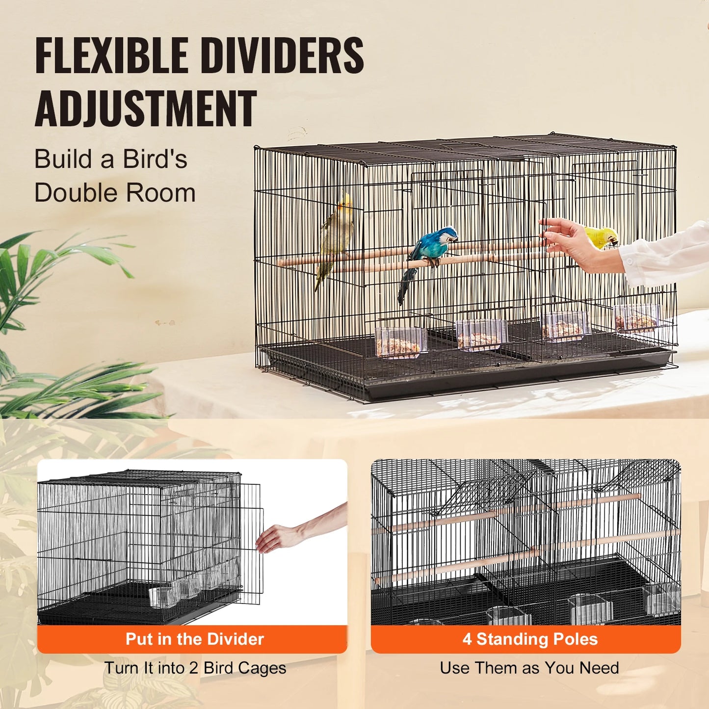 SucceBuy Flight Bird Cage Travel Stackable Divided Cage With Handle