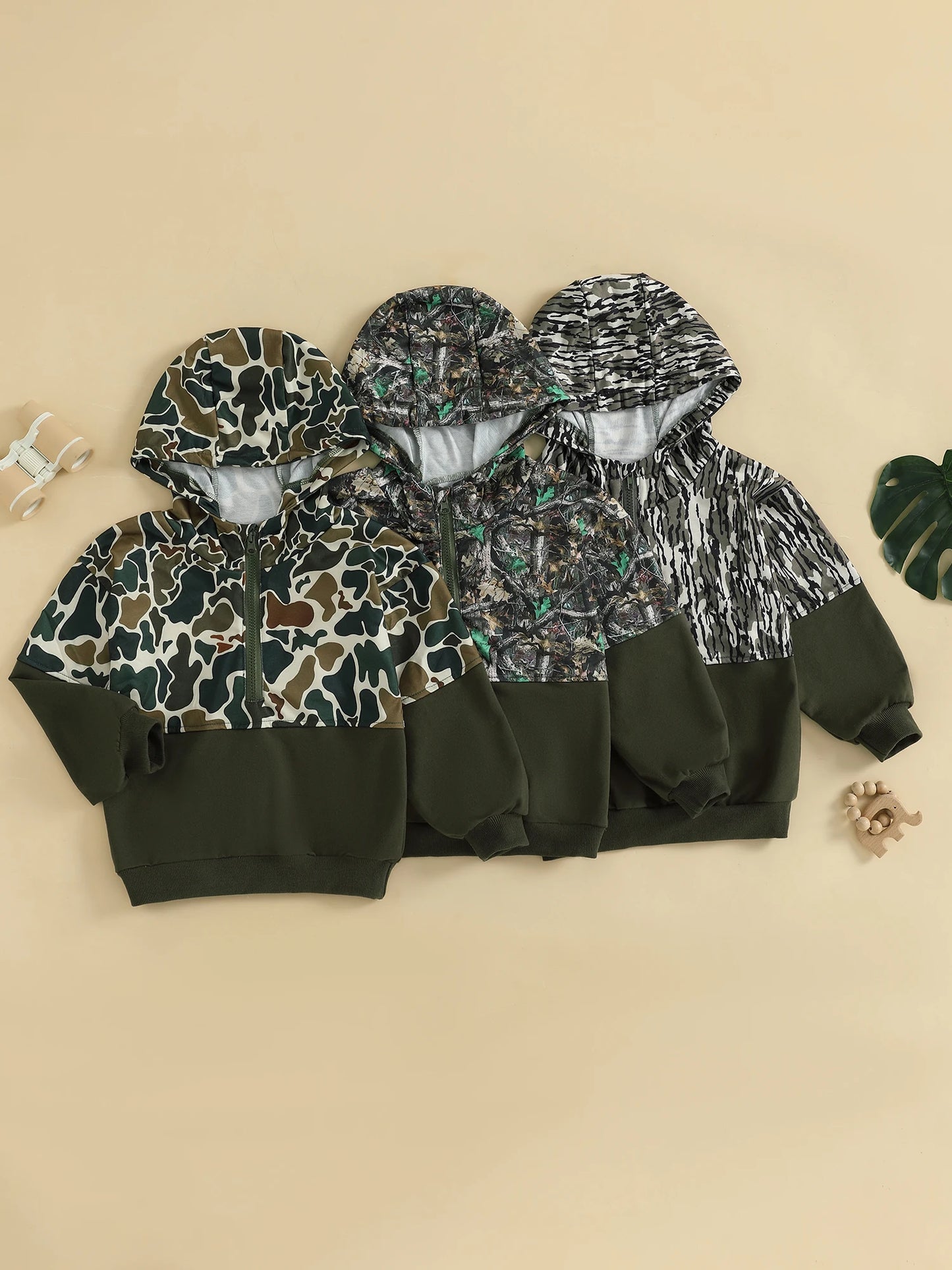 CN Guangdong Camouflage Half Zip Hooded Sweatshirt For Kids