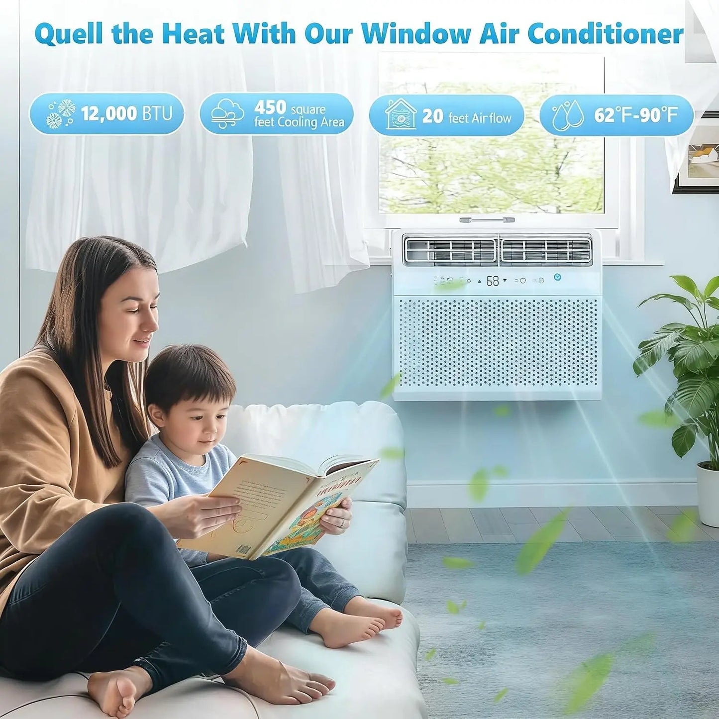 12000 BTU U Shaped Window Air Conditioner For Large Rooms
