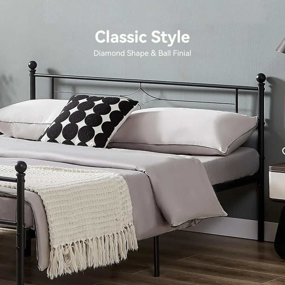 ZHUXIANG Bed Frame With Headboard Footboard No Box Spring