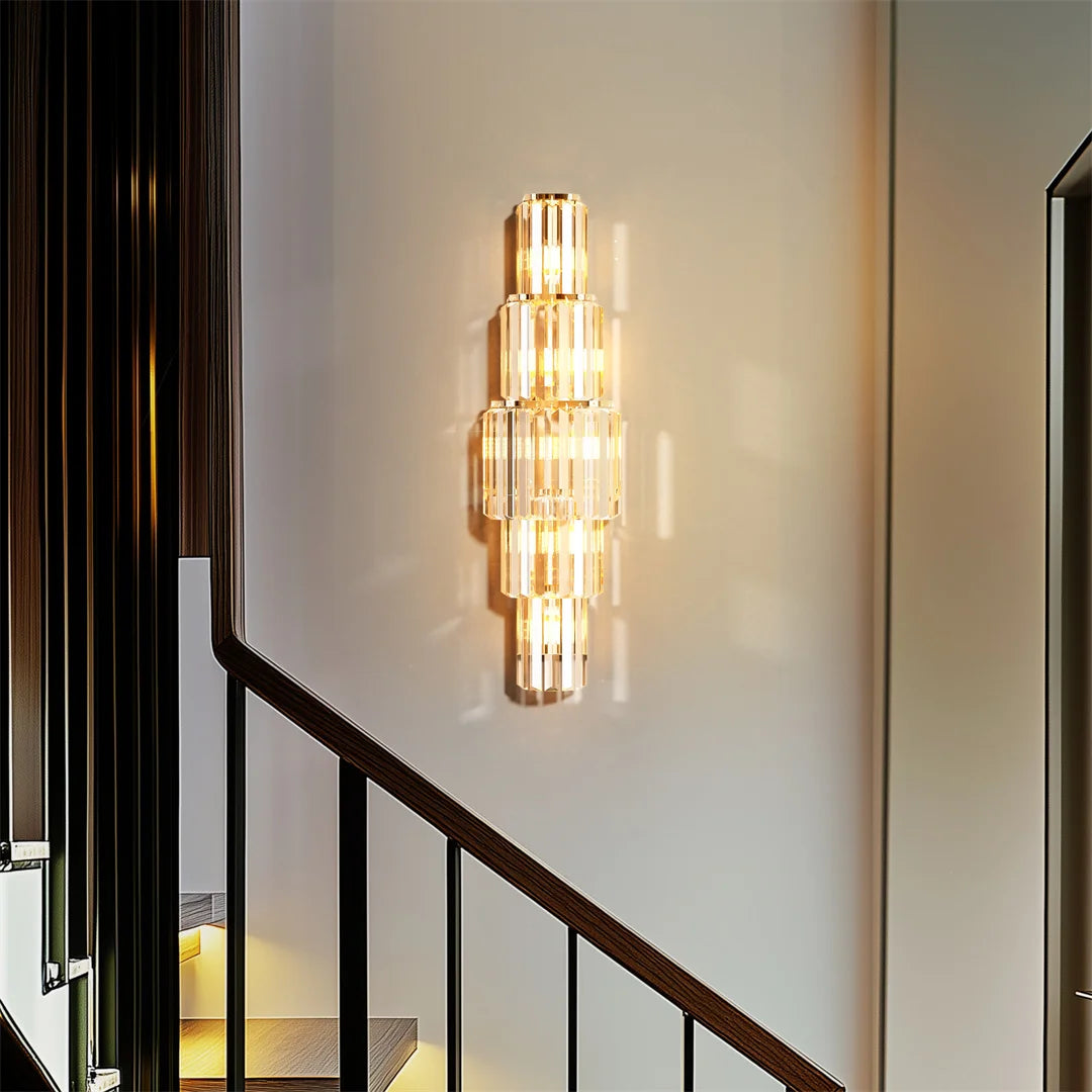 LUVODI Modern Crystal Wall Lamp 3 Layer Sconce E14 Lighting