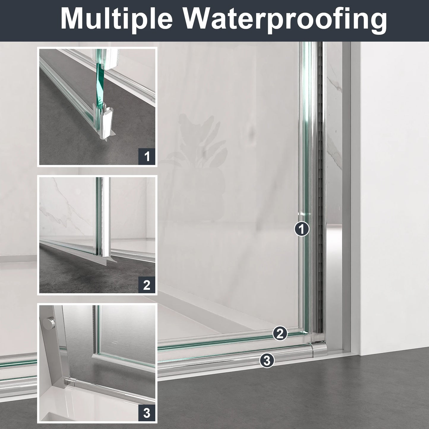 Sh.Kl Frameless Shower Door Chrome Finish Pivot Glass Door
