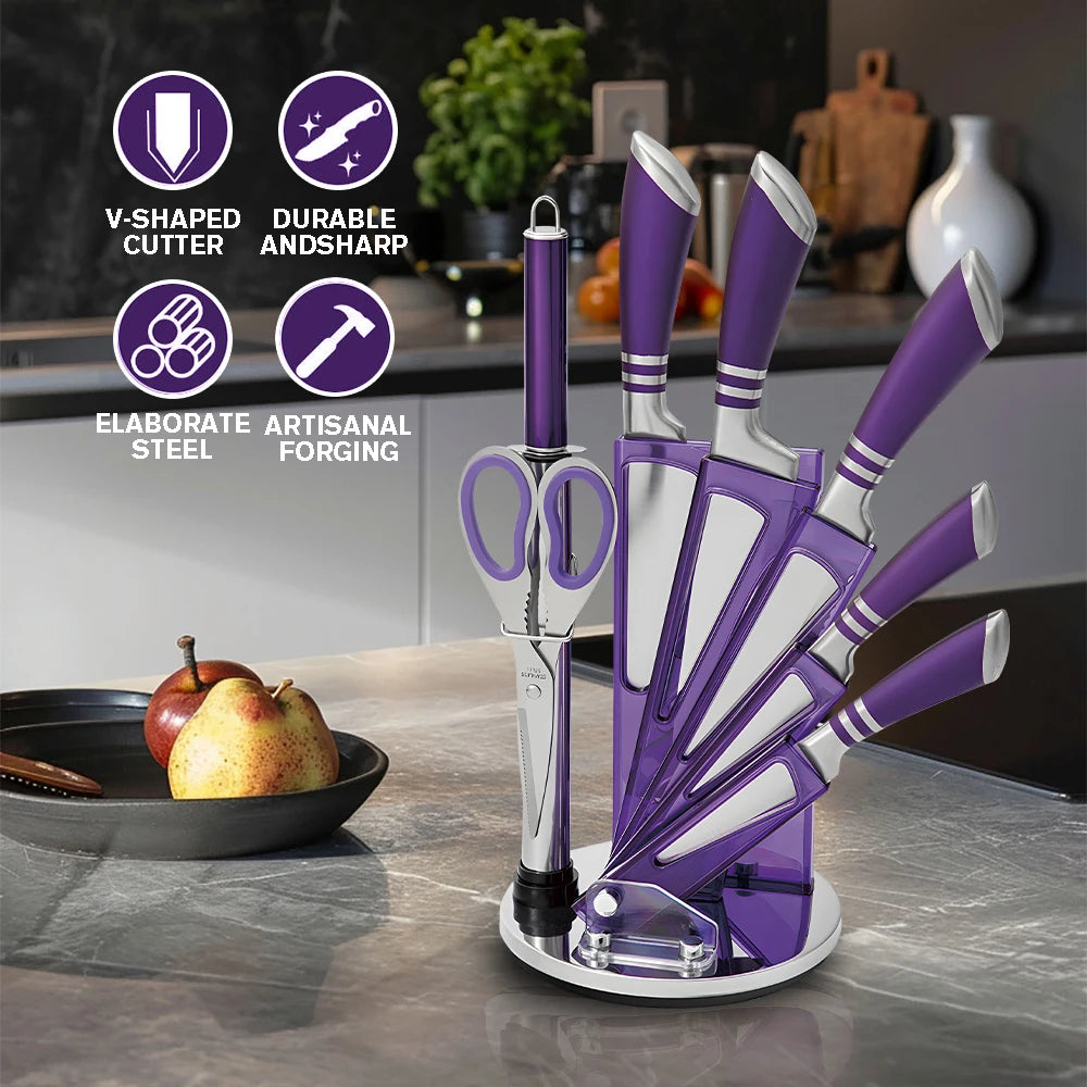 Zeng 9 Piece Kitchen Knife Block Set With Sharpener