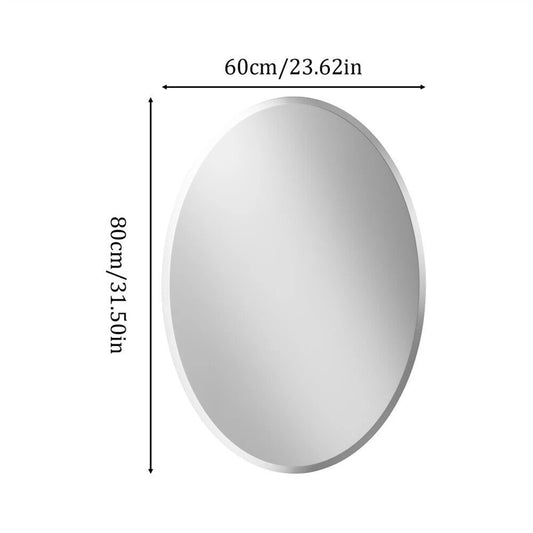 BORWART Frameless Oval Wall Mirror Beveled Silver Edge