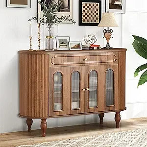 Mid Century Modern Fluted Sideboard Cabinet With Drawers
