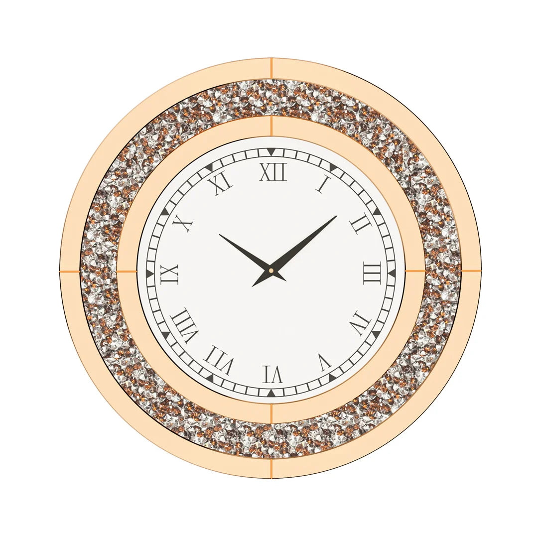 LUVODI Modern 3D Wall Clock Diamond Crystal Roman Numerals