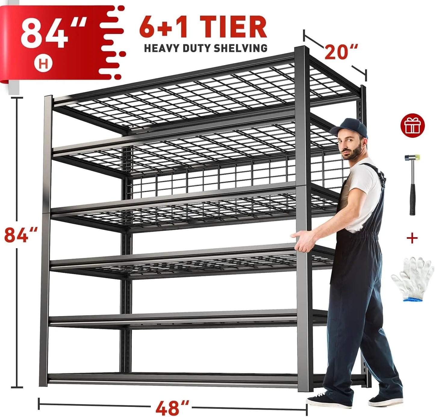 XMSJ Heavy Duty Garage Shelving Unit Six Tier Storage