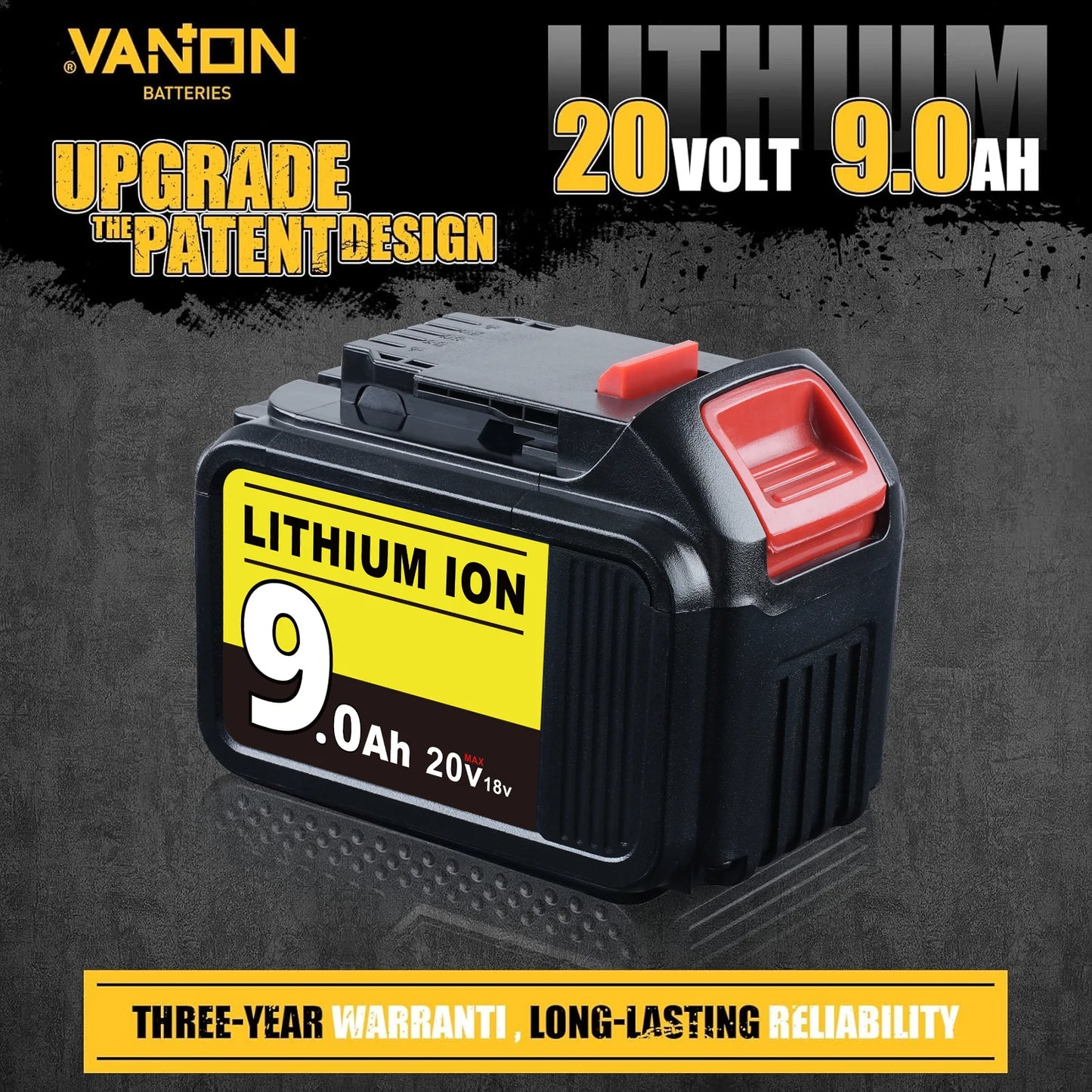 VANON 18V Li Ion Battery 9000mAh for Dewalt XR DCB Series
