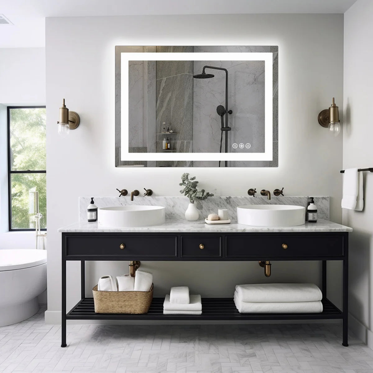 JHK LED Bathroom Vanity Mirror With Front Light And Backlit