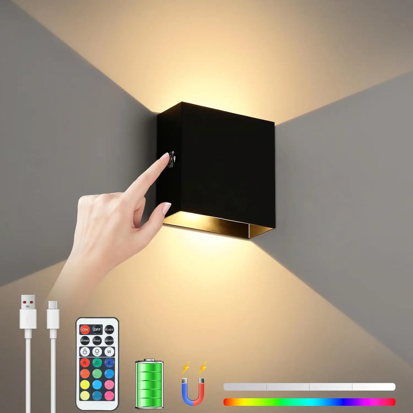 Lightess RGB Battery Operated Wall Sconce With Remote