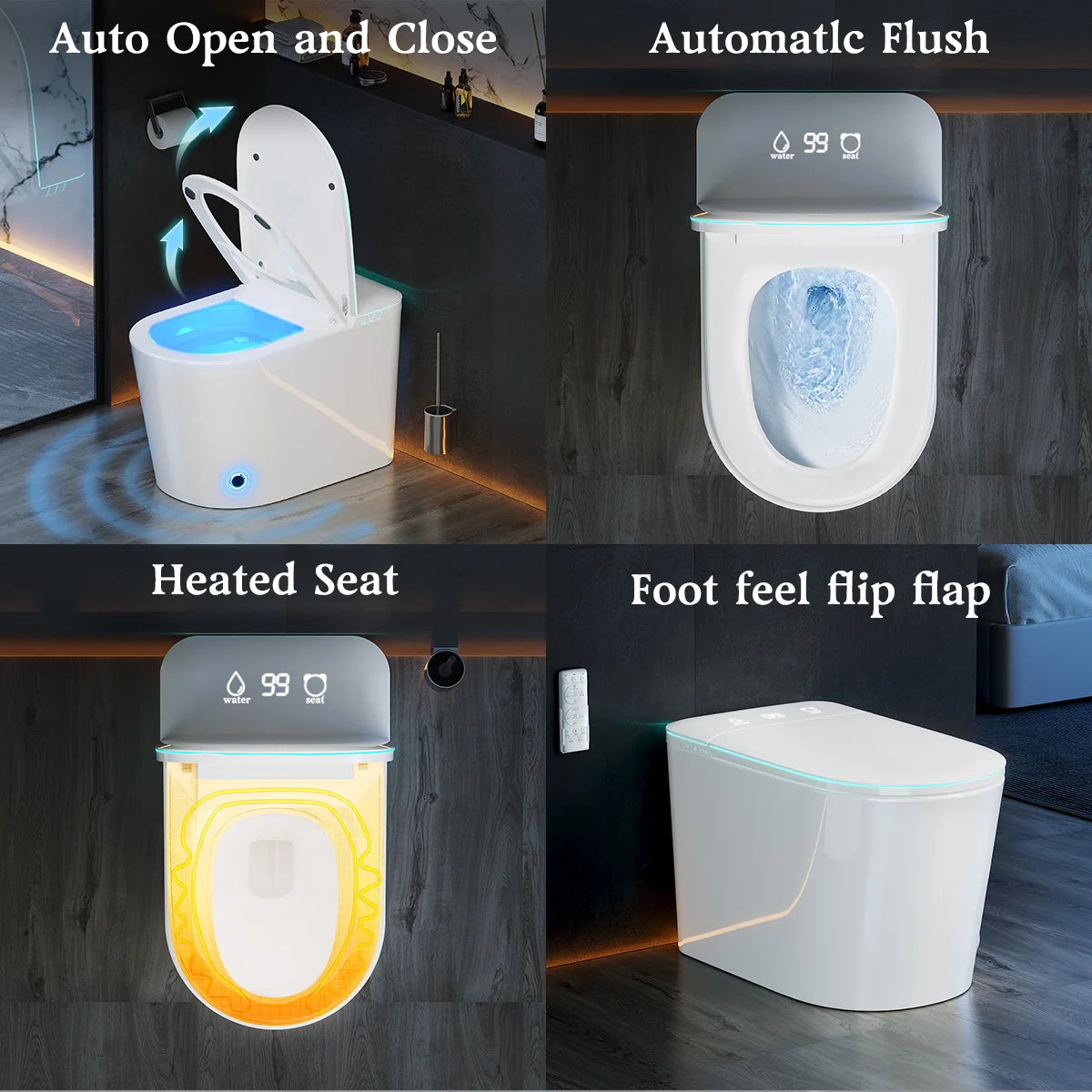 Smart Tankless One Piece Toilet With Built In Bidet
