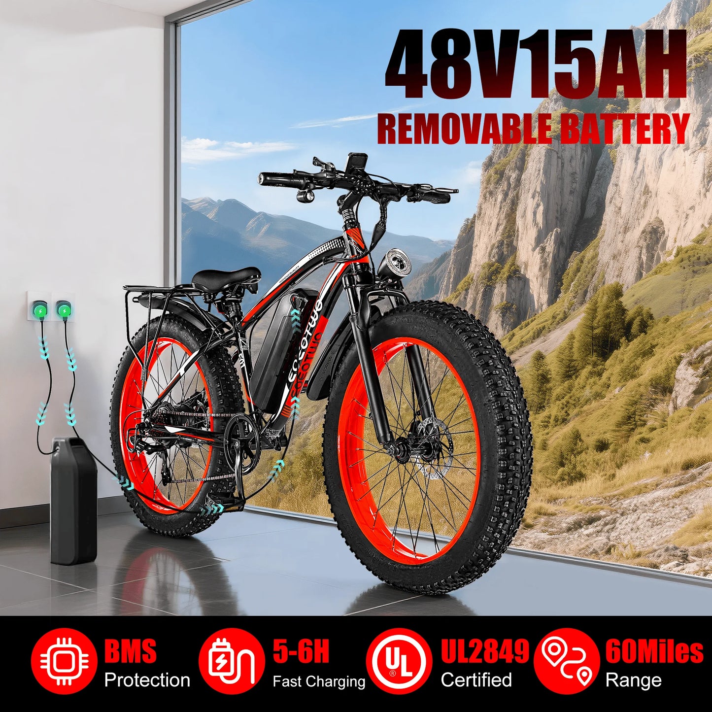 EOEOTWOC 1500W Electric Fat Tire Ebike 34MPH Mountain Bike