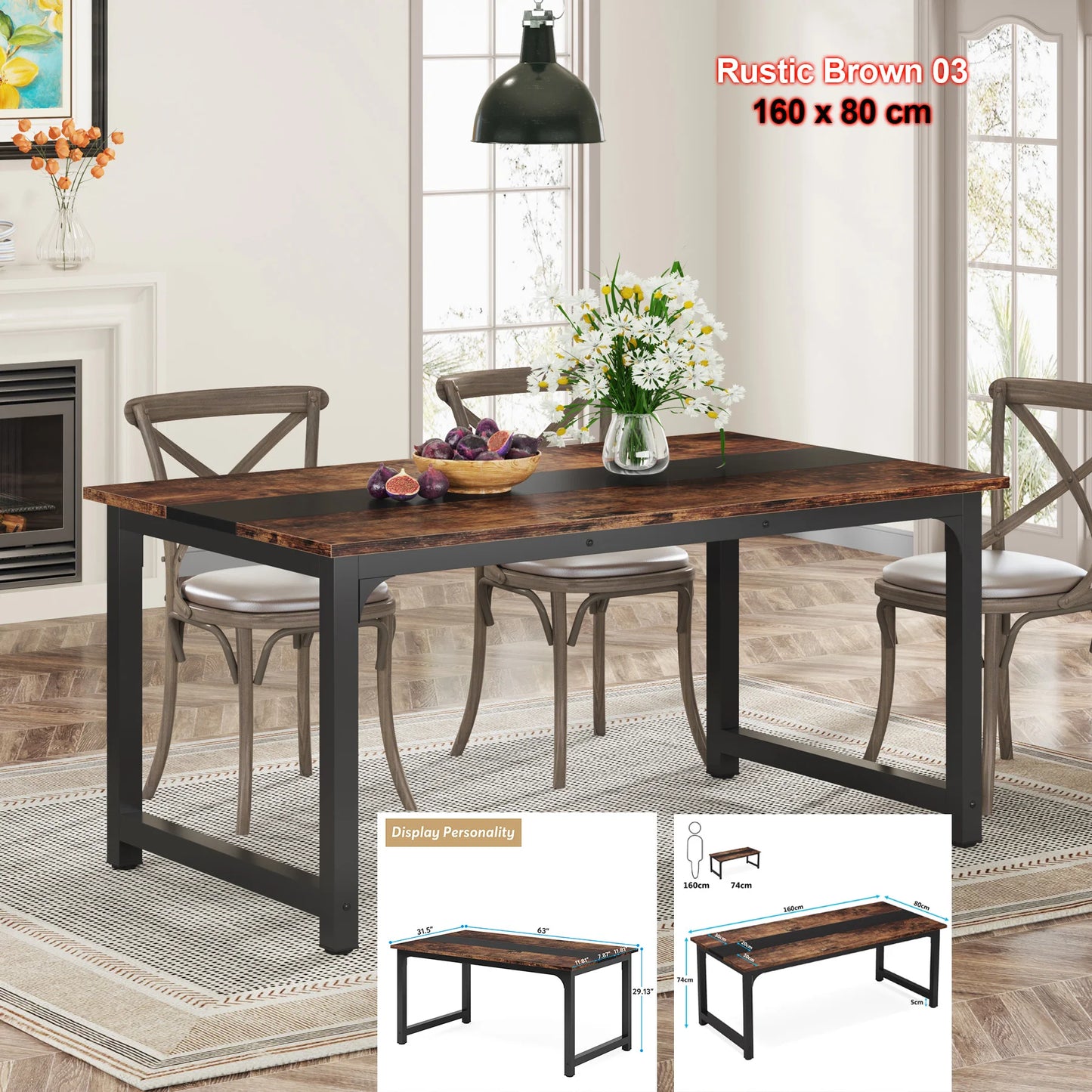 Tribesigns Industrial Dining Table for Dining Room