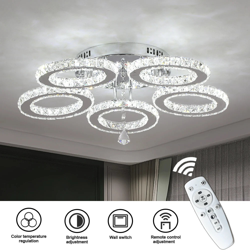 VETRULUS Modern K9 LED Crystal Ceiling Lamp Chandelier Pendant Smart