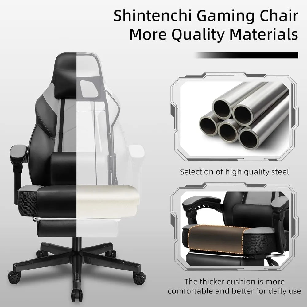 Gaming Chair With Footrest And Massage Lumbar Support