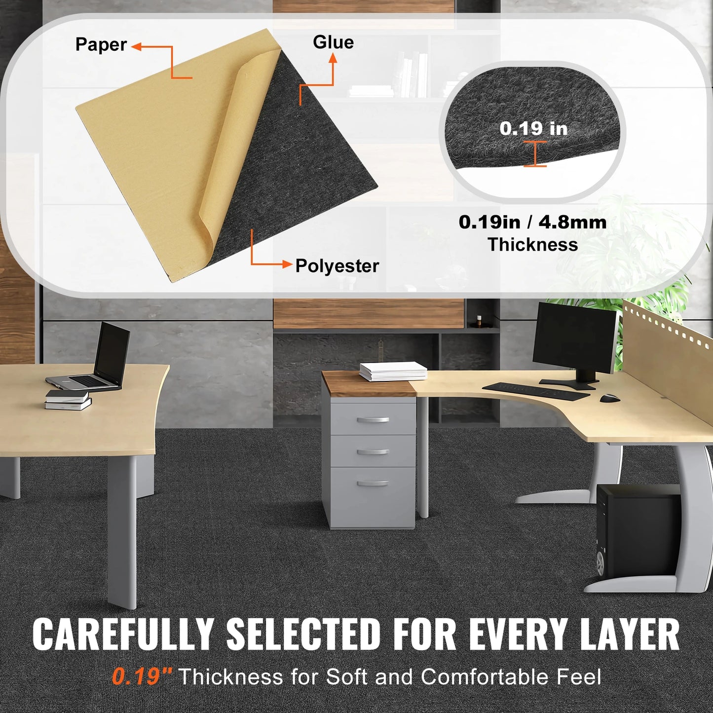 SucceBuy Peel And Stick Carpet Tiles Self Adhesive Flooring
