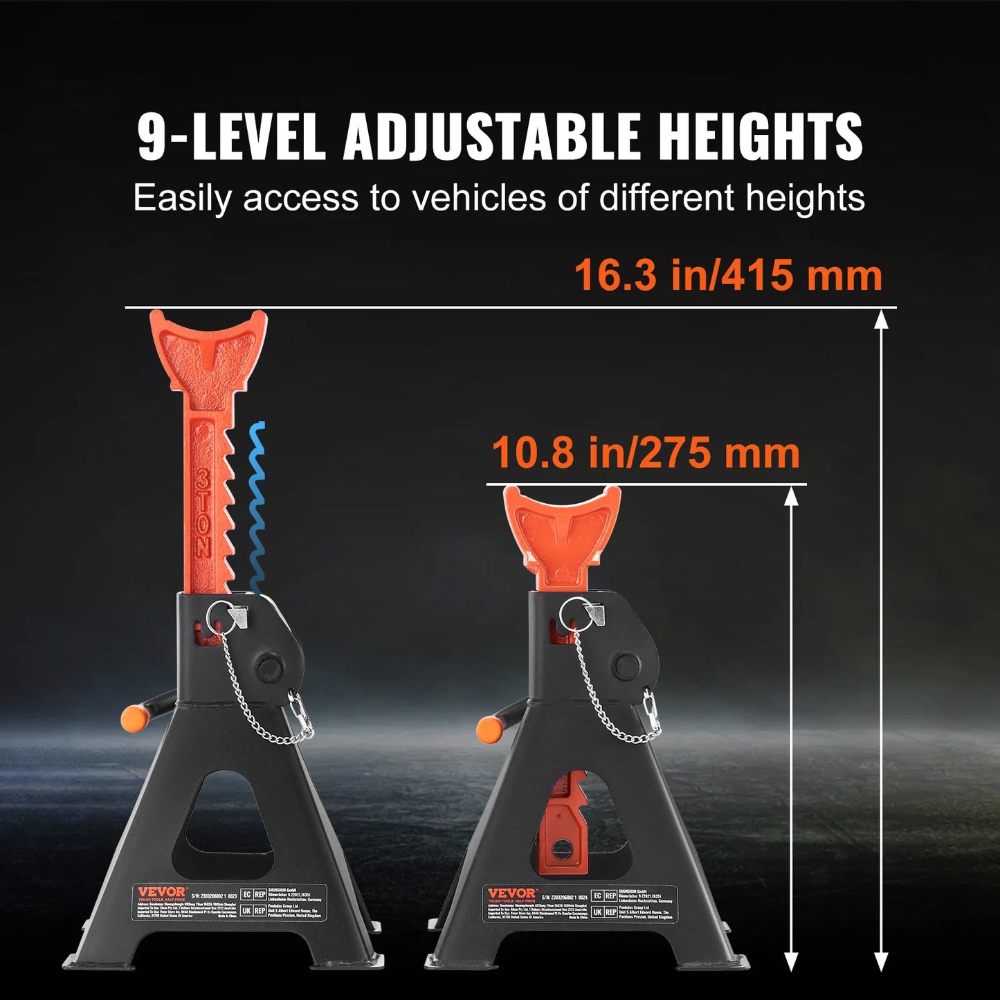 VEVOR Jack Stands 3 To 6 Ton Capacity Double Locking
