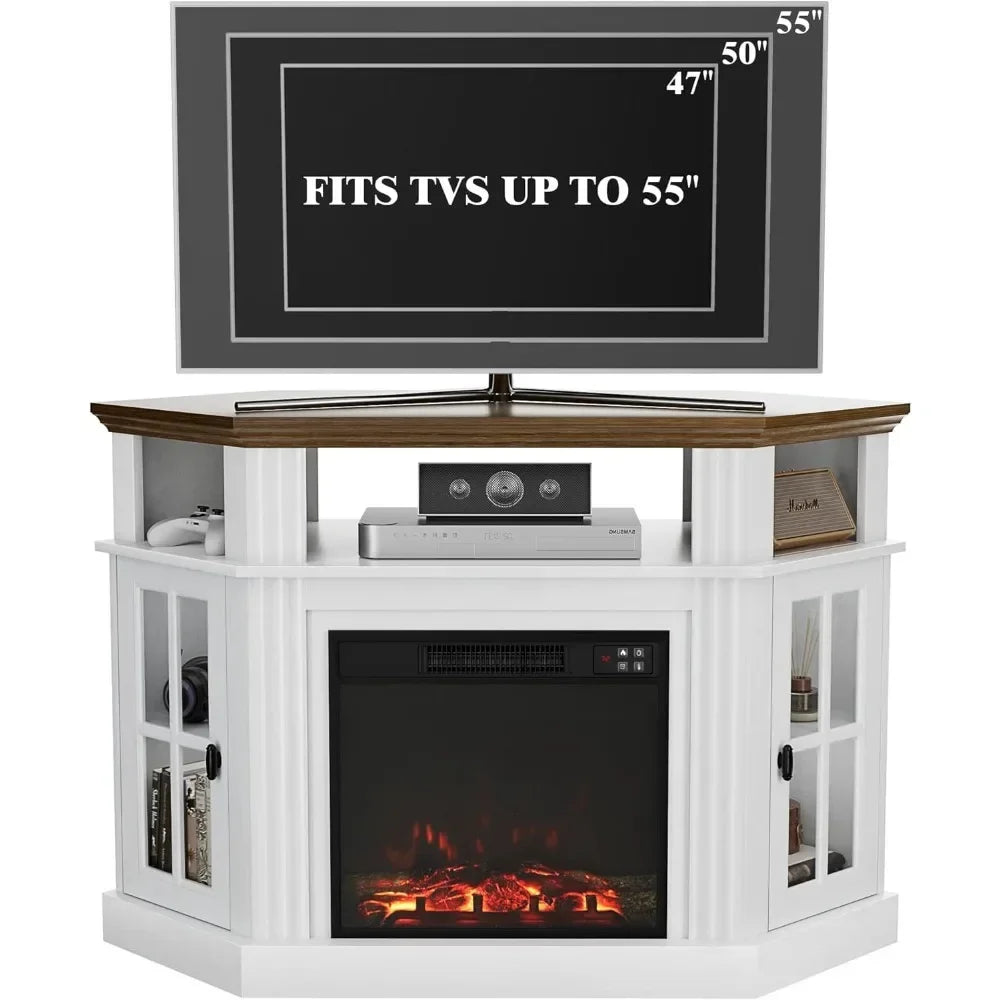 Fireplace Corner TV Stand Modern Console With Electric Fireplace