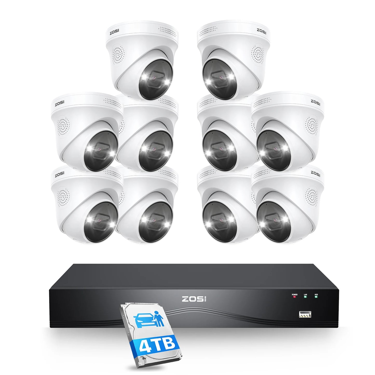 ZOSI 4K 8MP PoE Security Camera System With 4TB NVR