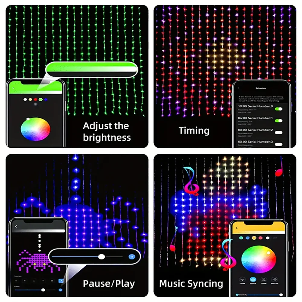WELPUR 540 LED Smart Curtain Lights Music Sync For Bedroom
