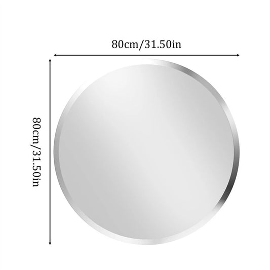 BORWART Round Wall Mirror Frameless Beveled Edge Bathroom