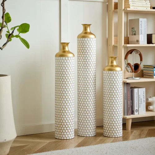 Hign-concerned Floor Metal Vase Set Of 3 Modern Decor